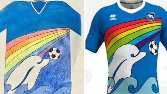 ६ वर्षे बालकले डिजाइन गरेको जर्सी प्रयोग गर्दै इटालियन क्लब