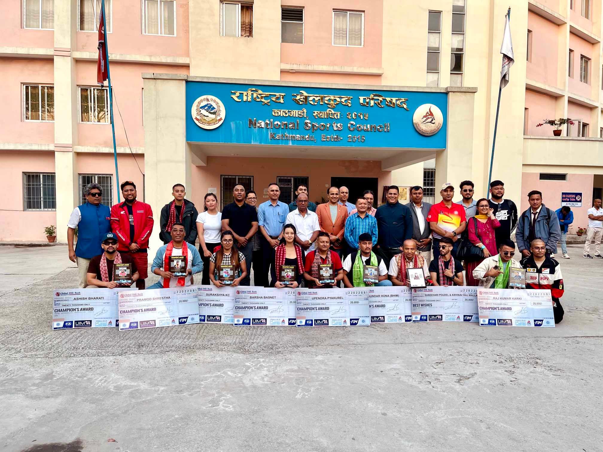 मोटर स्पोर्ट्सका ९ जनालाई च्याम्पियन्स अवार्ड