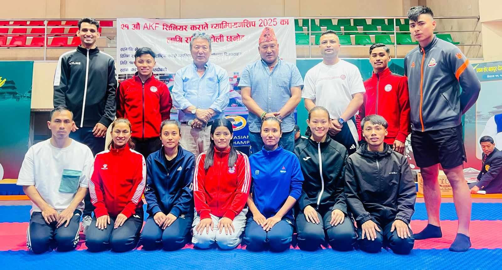 एसियाली सिनियर करातेमा एरिकासहित १२ खेलाडी छनोट